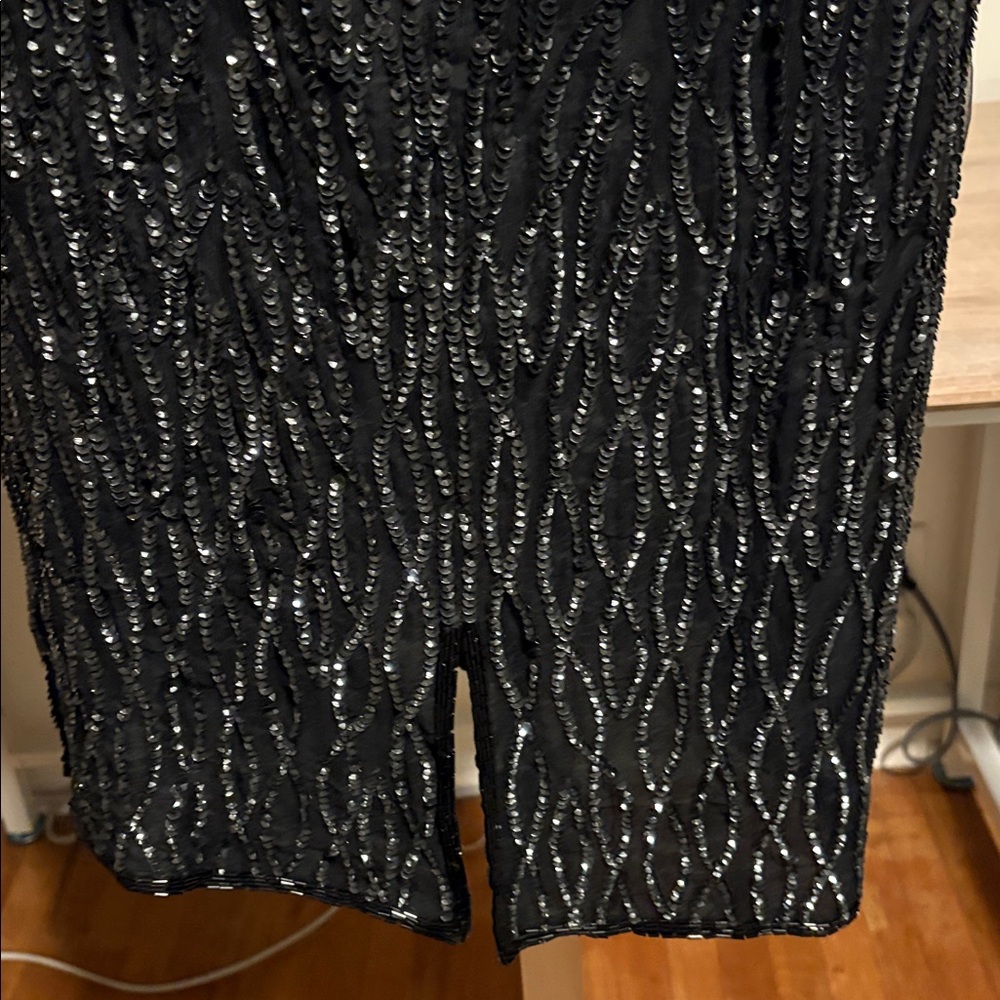 Vintage 90’s Mark & John By Gopal Sequin Dress Black Beaded Open Back Cutout - Picture 13 of 16